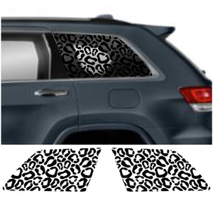 Set of (2) Cheetah/Leopard Quarter Window Decals Fits 2011-2019 Jeep Grand Cherokee