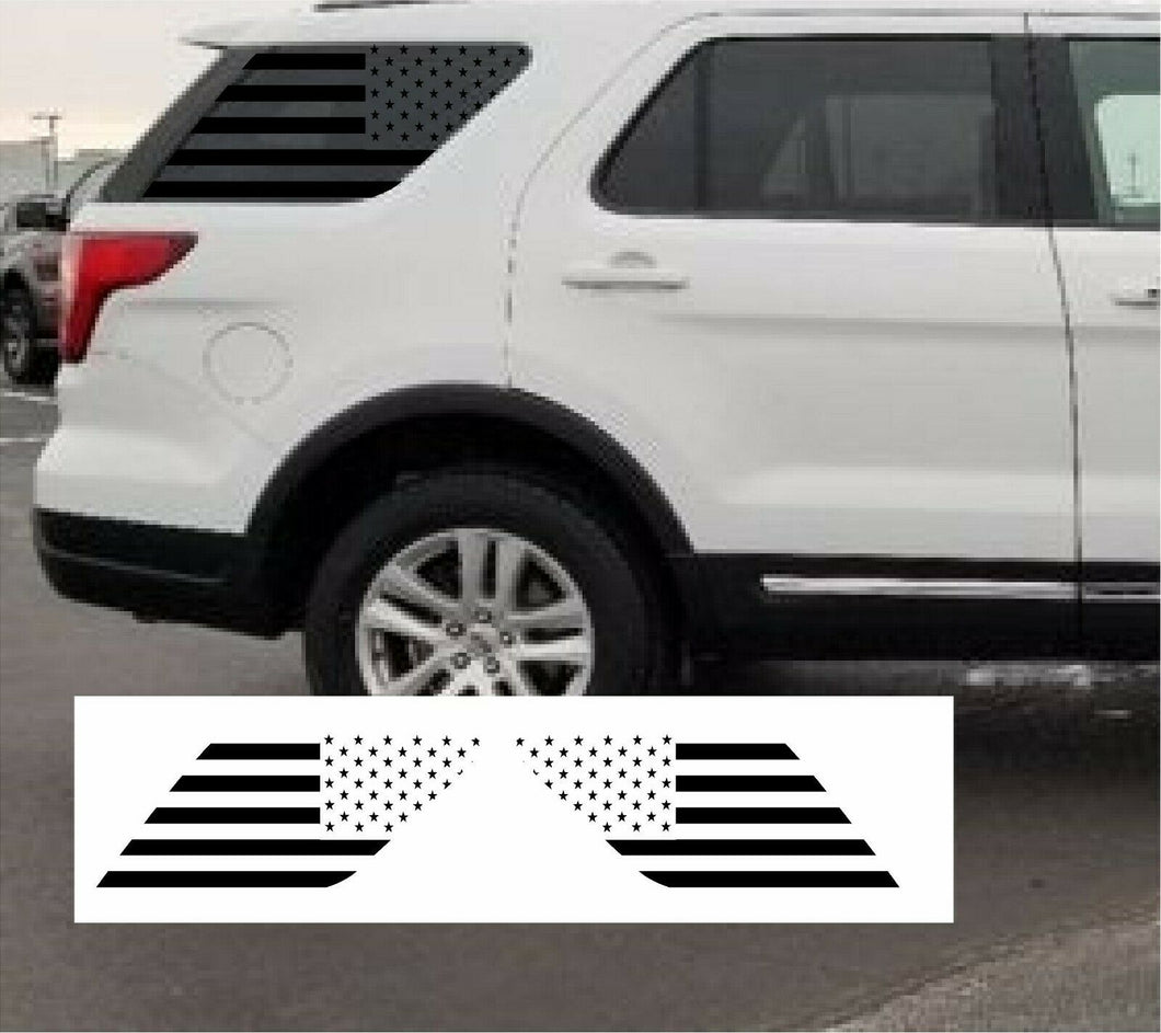 Set of (2) USA Flag Window Decals Fits Ford Explorer 2011-2021