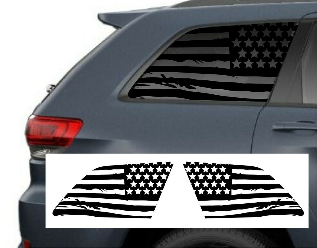 Set of (2) Distressed USA Flag Window Decals Fits Jeep Grand Cherokee 2011-2021